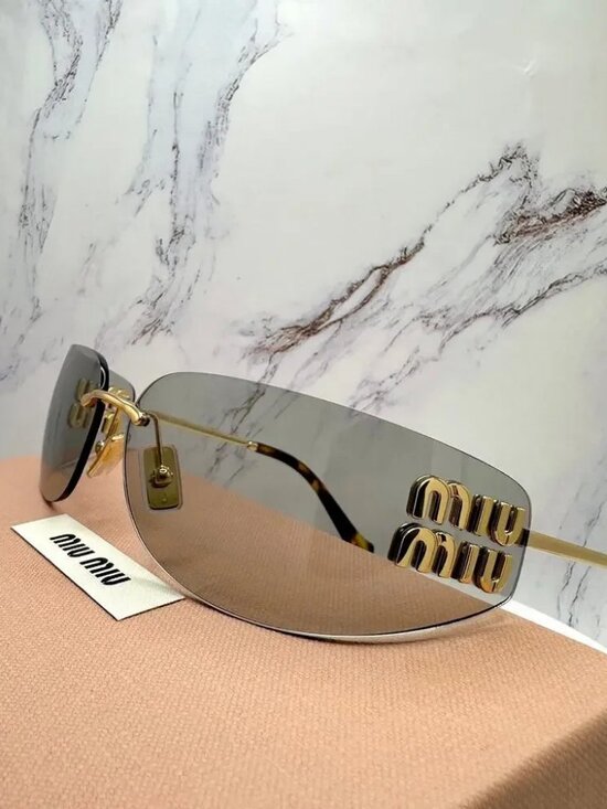 ✨ Miu Miu Rimless Grey Tinted Logo Sunglasses ✨